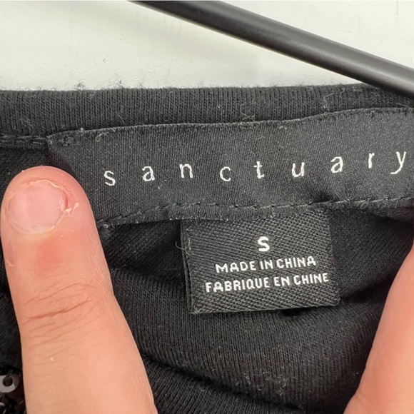 Sanctuary Multicolor Sequin Scoop Back Short Sleeve Top Size S Evening Event - Picture 2 of 6